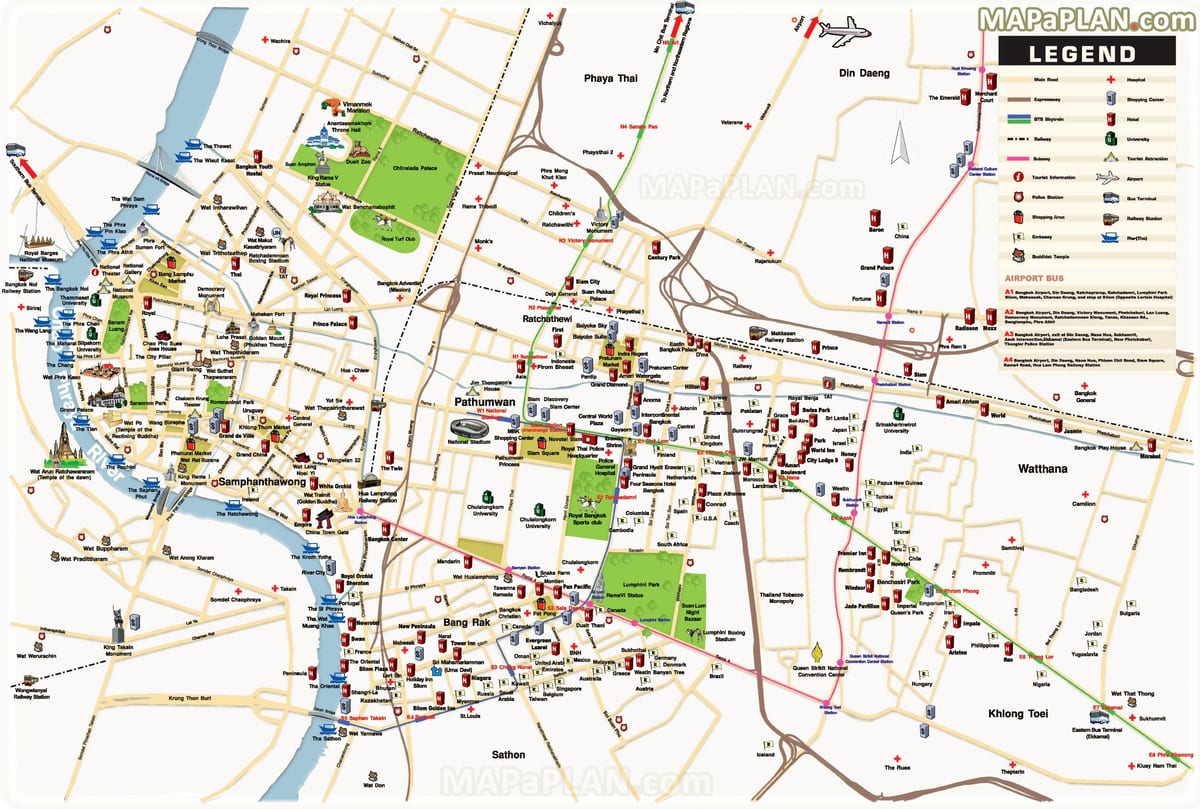 กรุงเทพมหานคร world. kgm หลัก attractions แผนที่