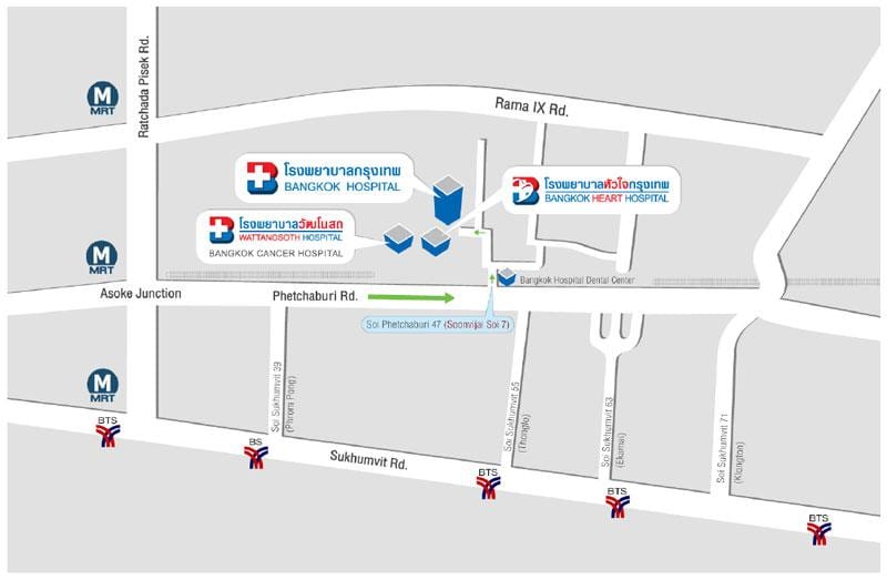 แผนที่ของกรุงเทพโรงพยาบาล
