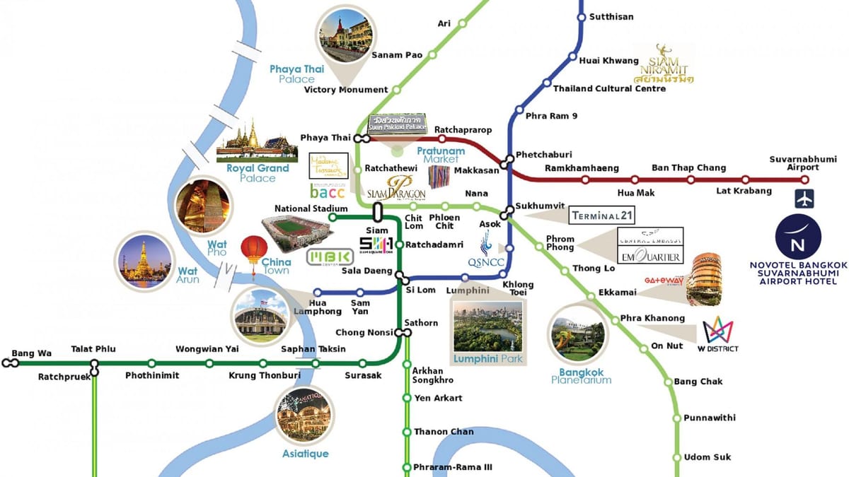 suvarnabhumi สนามบินเชื่อมโยงบนแผนที่