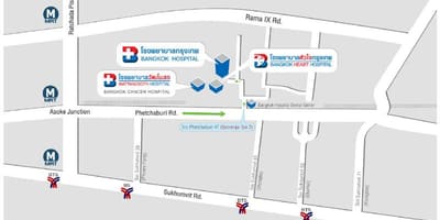 แผนที่ของกรุงเทพโรงพยาบาล