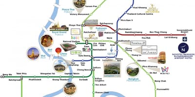 Suvarnabhumi สนามบินเชื่อมโยงบนแผนที่